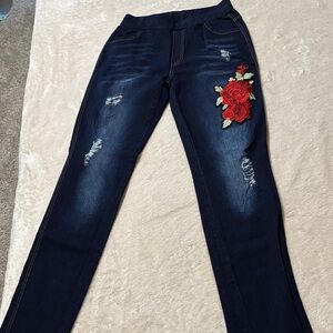 Embroidered Floral Women's Jeans